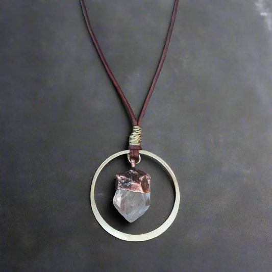 Handmade Quartz Point Necklace in Copper and Brass Energy Healing - Blackbird & Sage Jewelry