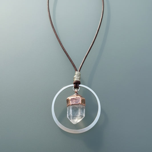 Handmade Quartz Point Necklace in Copper and Brass Energy Healing - Blackbird & Sage Jewelry