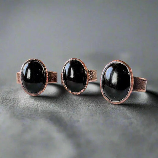Bold Onyx Statement Copper Ring for Unique Boho Style - Blackbird & Sage Jewelry