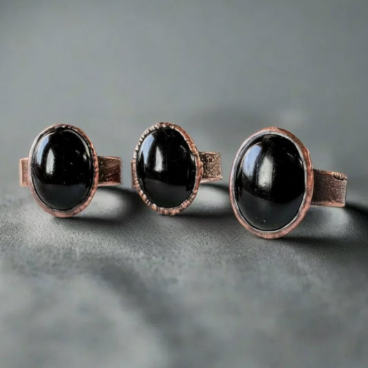 Bold Onyx Statement Copper Ring for Unique Boho Style - Blackbird & Sage Jewelry