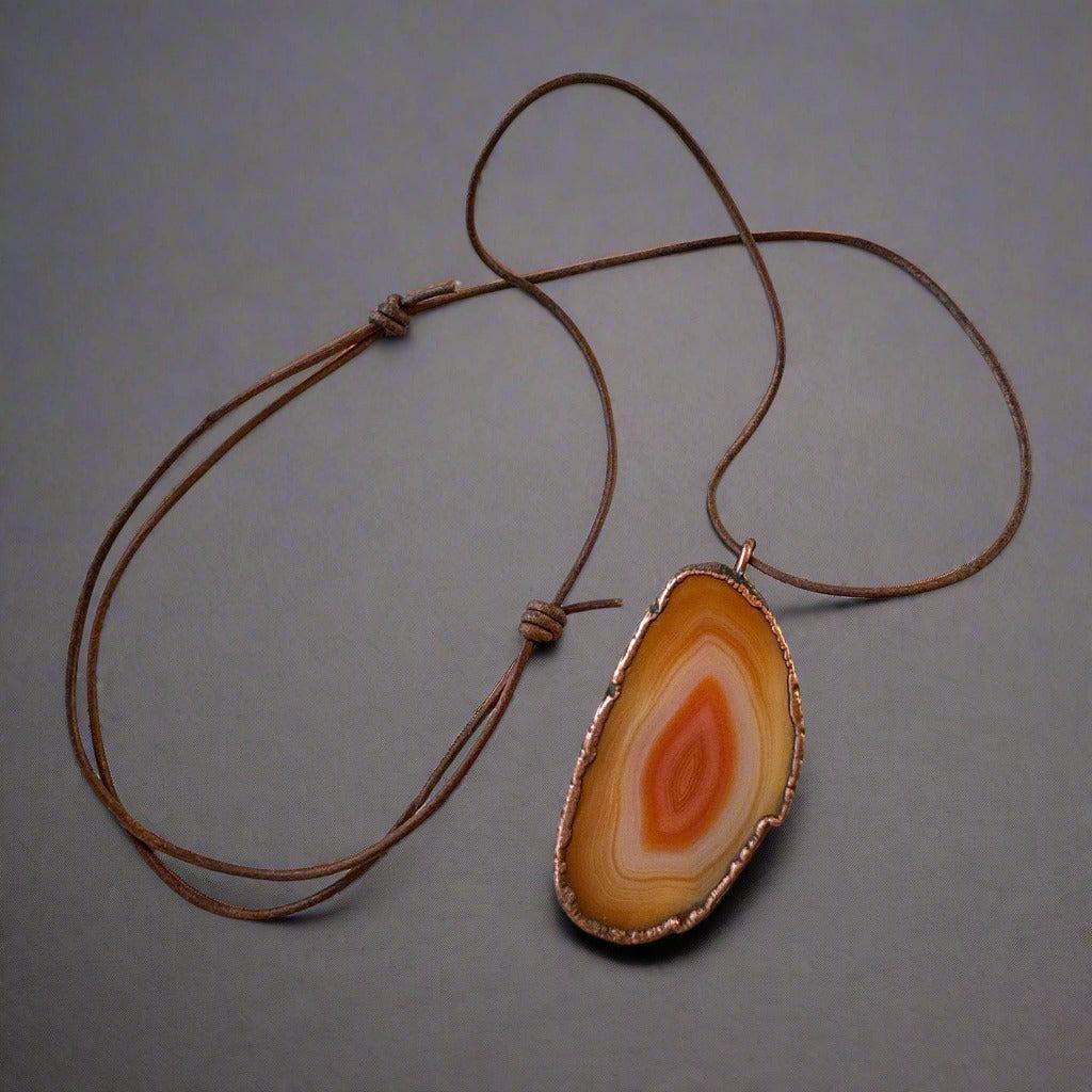 Red Agate Slice Necklace | Handmade Boho Copper Jewelry - Blackbird & Sage Jewelry