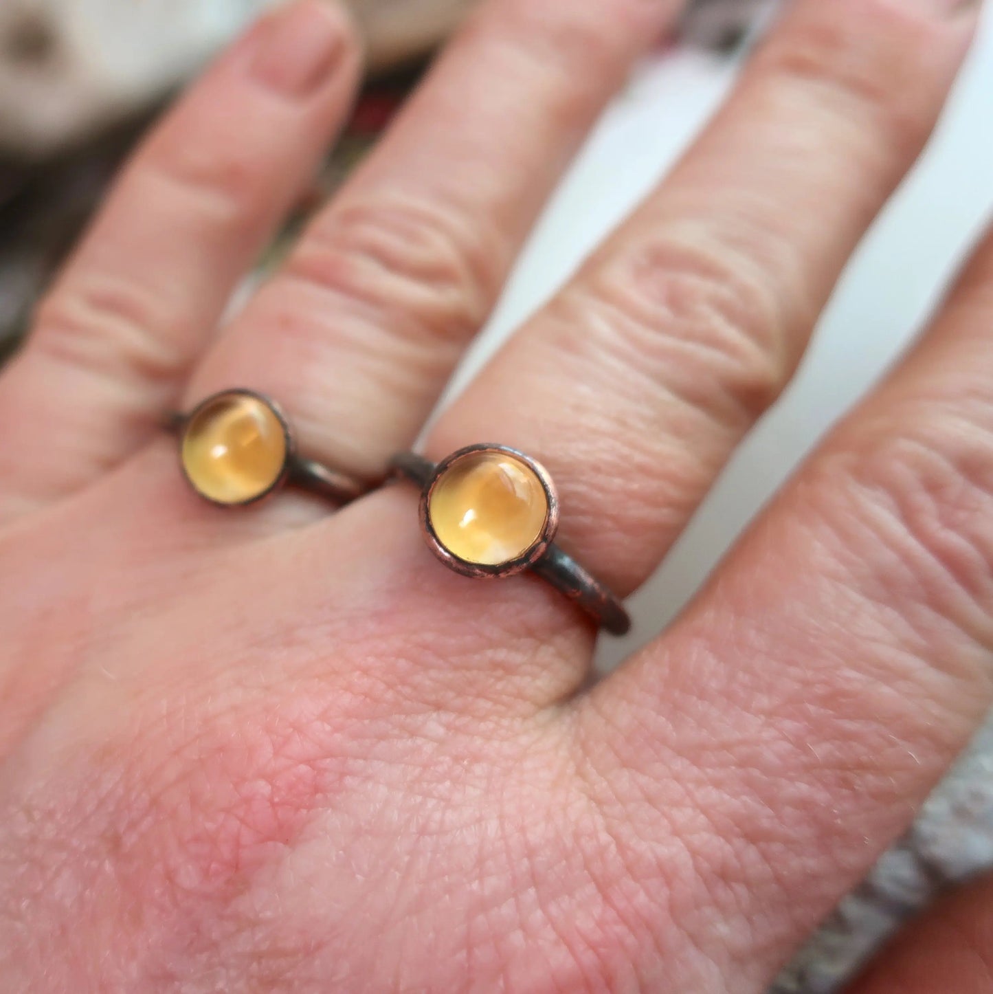 Handmade Citrine Copper Ring for Abundance and Joy - Blackbird & Sage Jewelry