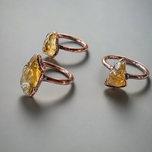 Handmade Raw Citrine Ring in Copper for Abundance - Blackbird & Sage Jewelry