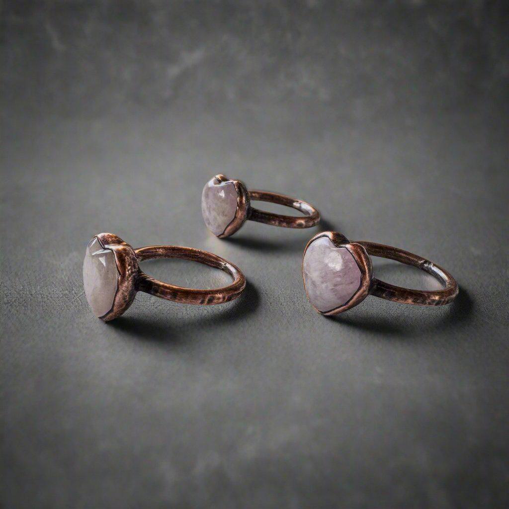 Kunzite Heart-Shaped Ring for Unconditional Love and Healing - Blackbird & Sage Jewelry