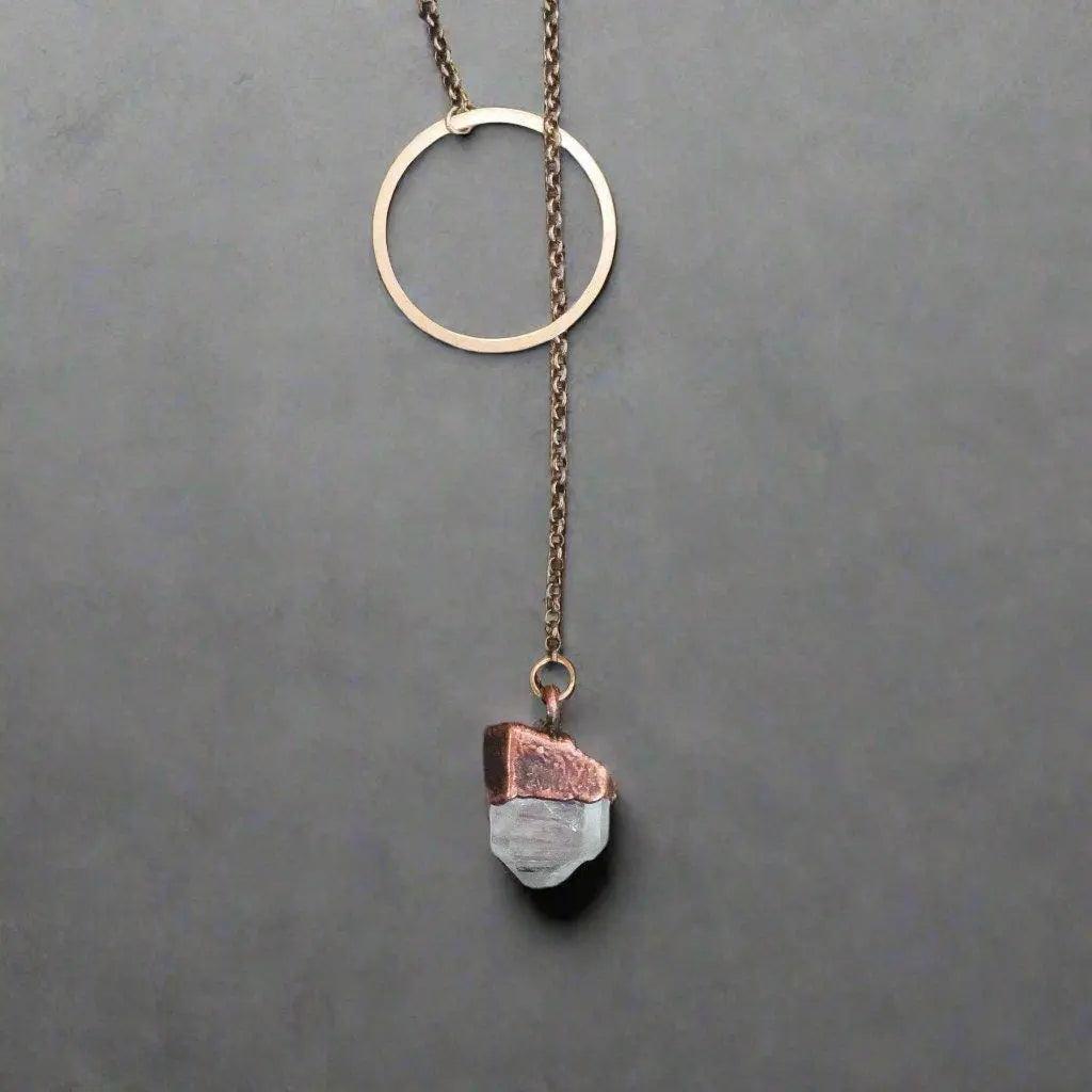 Raw Quartz Boho Lariat Necklace for Spiritual Growth - Blackbird & Sage Jewelry