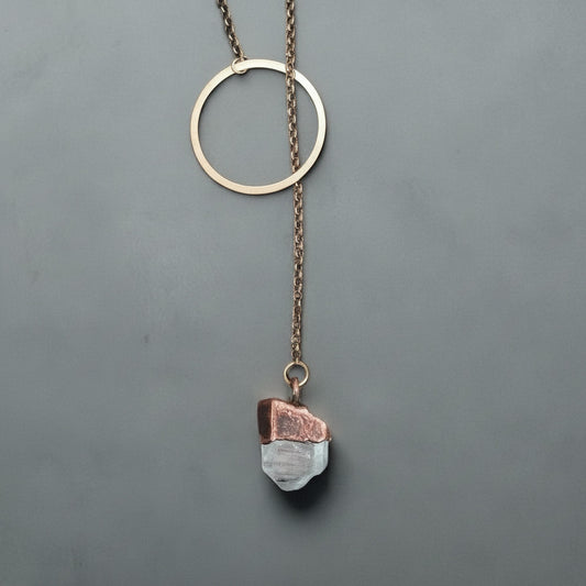 Raw Quartz Boho Lariat Necklace for Spiritual Growth - Blackbird & Sage Jewelry