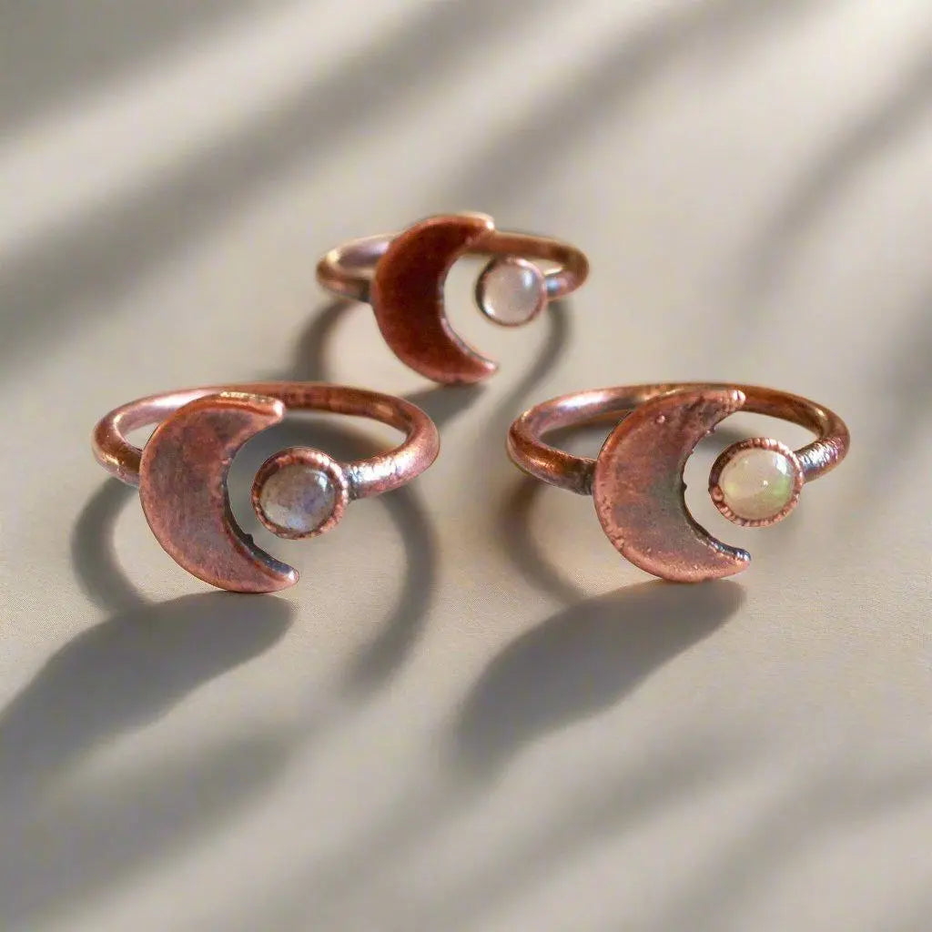 Moonstone Eclipse Open Ring in Copper for Unique Style - Blackbird & Sage Jewelry