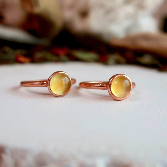 8mm Citrine Copper Ring | Handmade Boho November Gift - Blackbird & Sage Jewelry