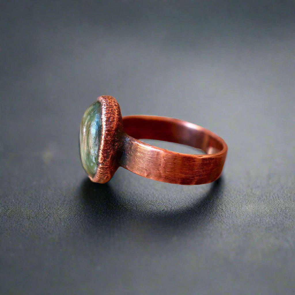 Handcrafted Seraphinite Copper Ring for Spiritual Balance - Blackbird & Sage Jewelry