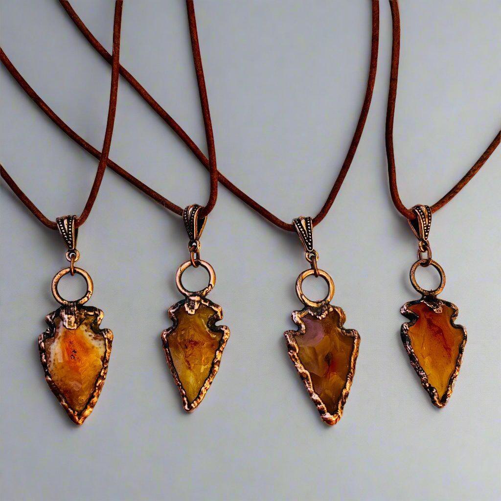 Handmade Carnelian Arrowhead Necklace - Adjustable and Unique - Blackbird & Sage Jewelry