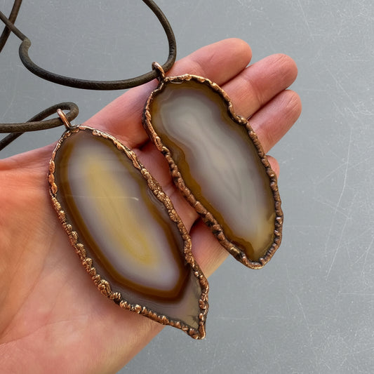 Red Agate Natural Stone Necklace with Copper Pendant - Blackbird & Sage Jewelry