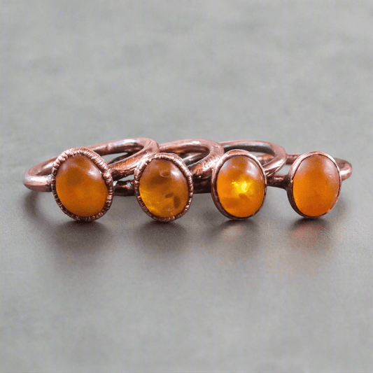 Genuine Oval Amber Manifestation Ring in Copper for Positivity - Blackbird & Sage Jewelry
