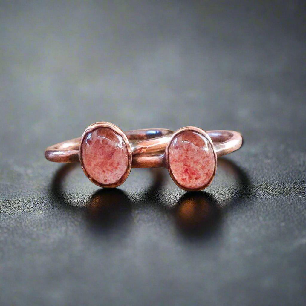 Strawberry Quartz Ring in Copper for Emotional Healing - Blackbird & Sage Jewelry