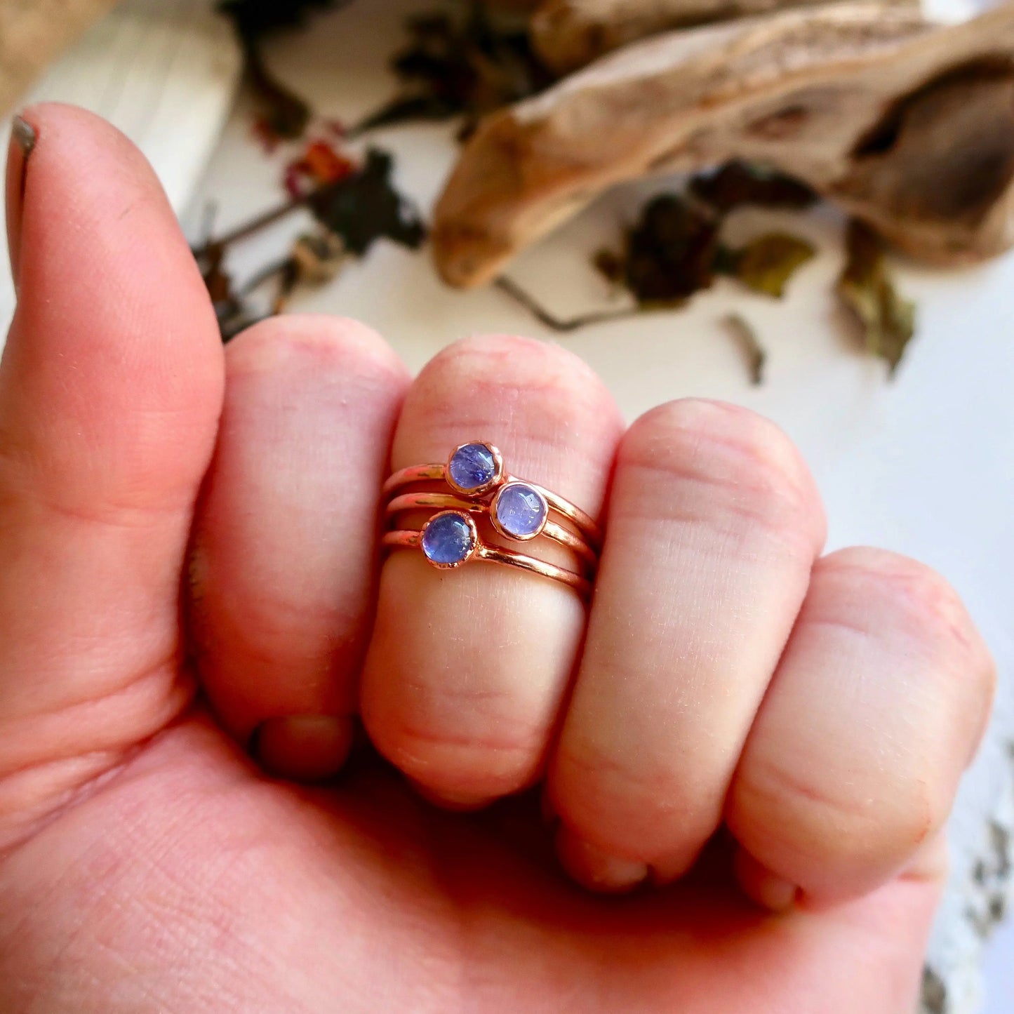 Dainty Tanzanite Stacking Ring for Women in Copper Elegance - Blackbird & Sage Jewelry