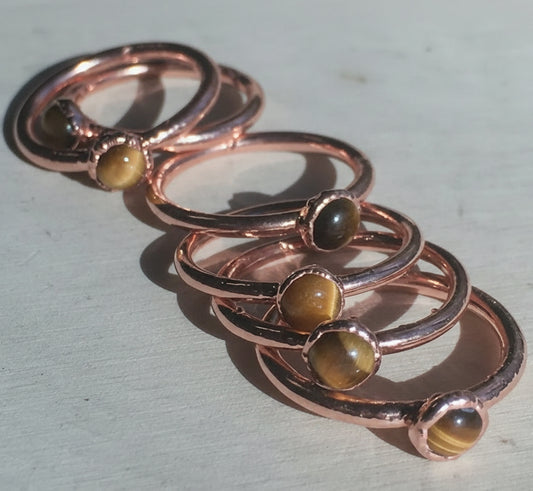 Handmade Copper Tiger's Eye Stacking Ring for Clarity - Blackbird & Sage Jewelry