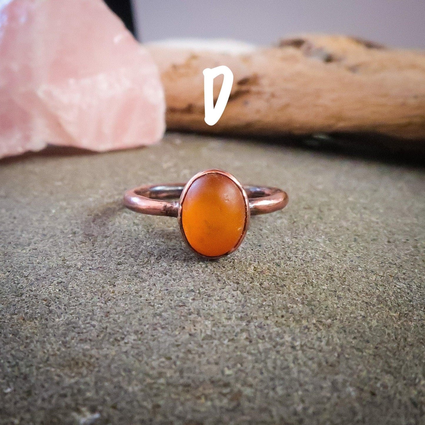 Genuine Oval Amber Manifestation Ring in Copper for Positivity - Blackbird & Sage Jewelry