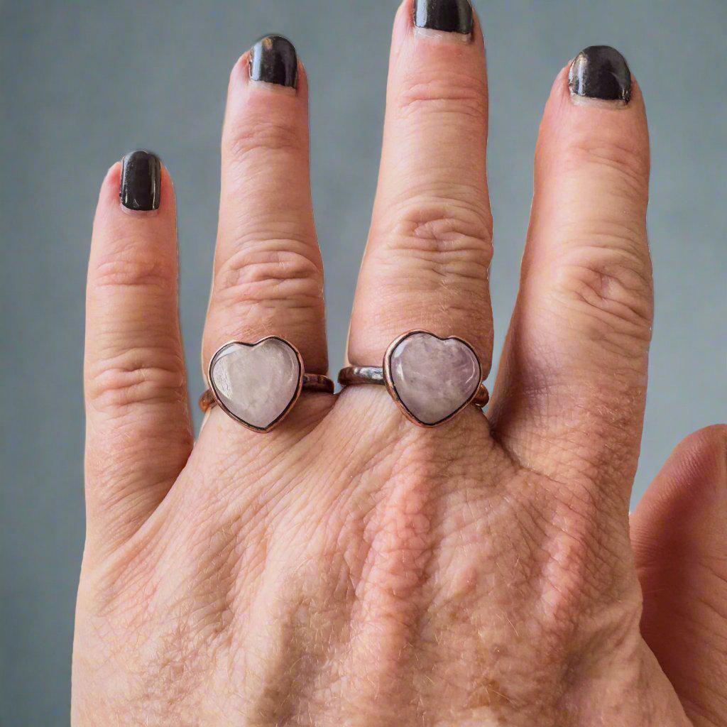 Kunzite Heart-Shaped Ring for Unconditional Love and Healing - Blackbird & Sage Jewelry