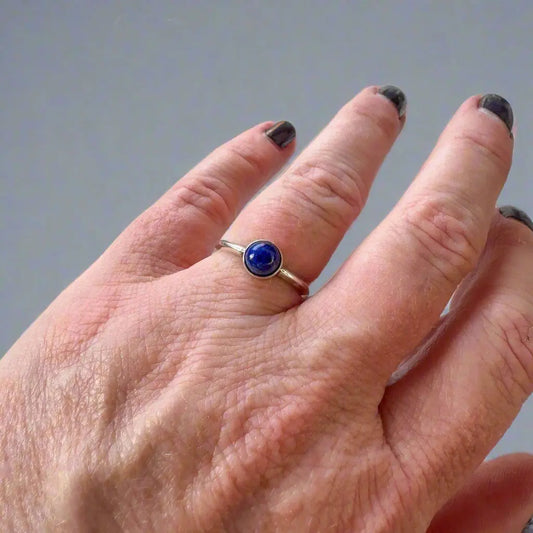 Lapis Lazuli Ring Set in Sterling Silver for Wisdom - Blackbird & Sage Jewelry