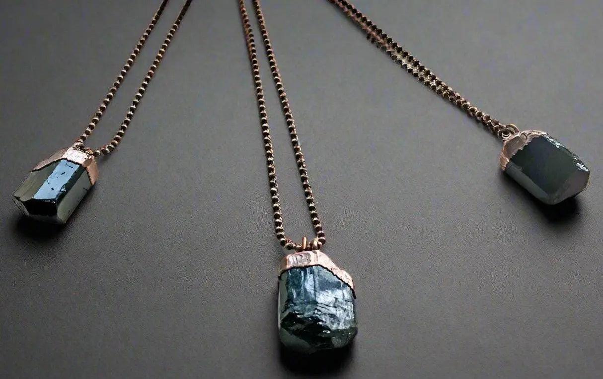 Handmade Raw Black Tourmaline Statement Necklace Design - Blackbird & Sage Jewelry