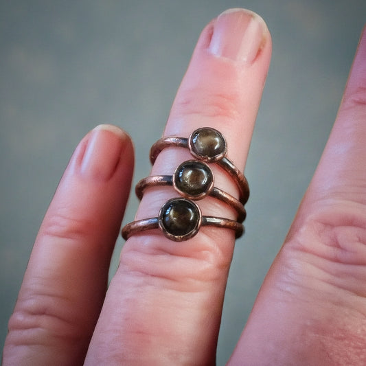 Black Moonstone Ring in Electroformed Copper for Healing - Blackbird & Sage Jewelry
