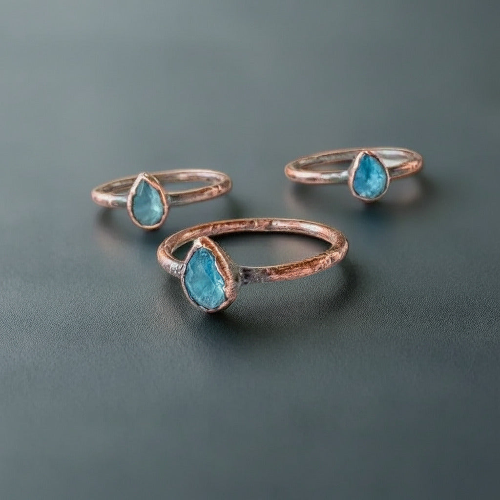 Handmade London Blue Topaz Copper Ring for Clarity - Blackbird & Sage Jewelry