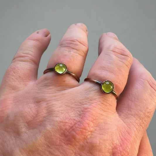 Handmade Peridot Ring in Electroformed Copper for Healing - Blackbird & Sage Jewelry
