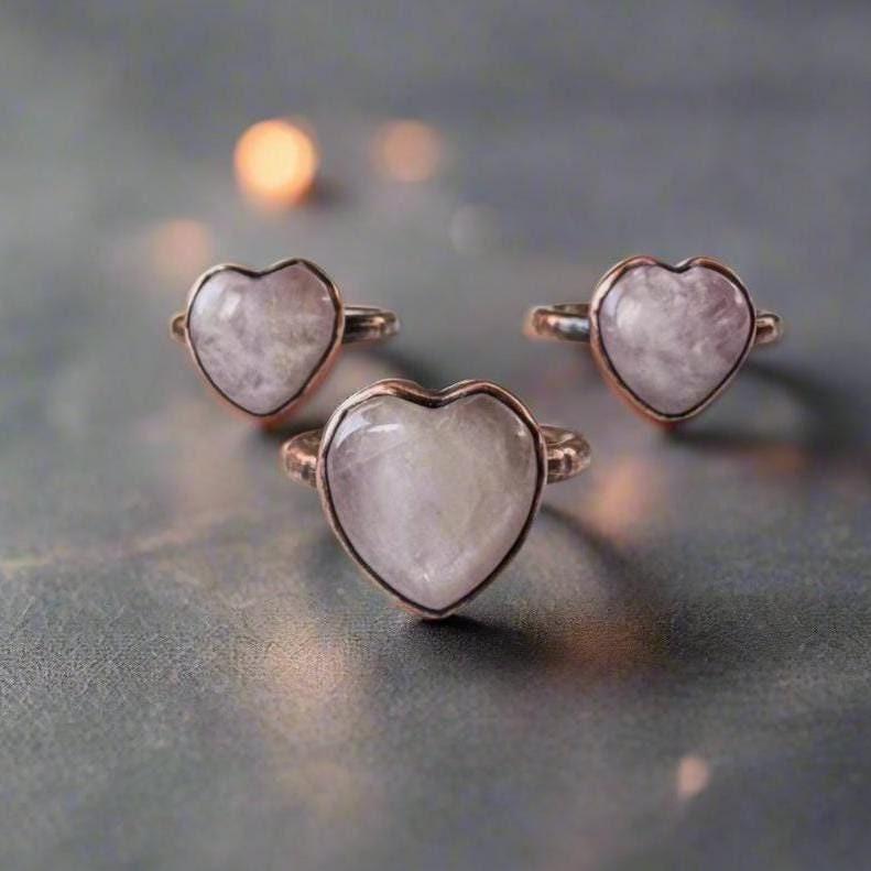 Kunzite Heart-Shaped Ring for Unconditional Love and Healing - Blackbird & Sage Jewelry
