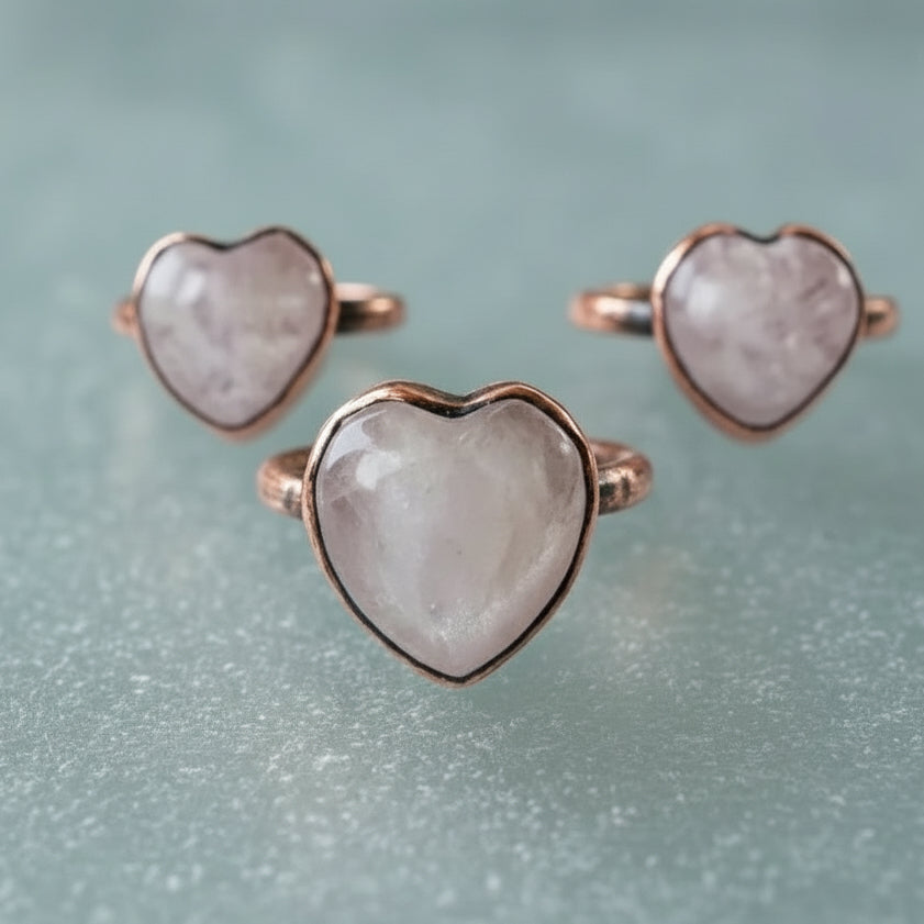 Kunzite Heart-Shaped Ring for Unconditional Love and Healing - Blackbird & Sage Jewelry