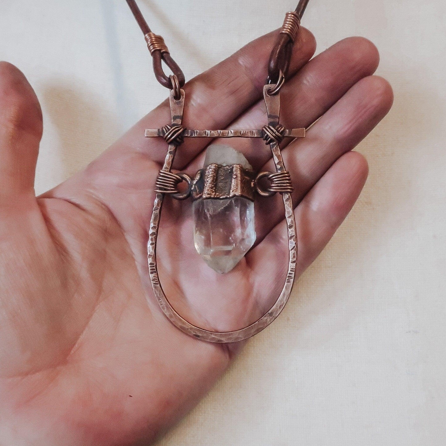 Quartz Talisman Necklace with Copper Pendant for Energy - Blackbird & Sage Jewelry