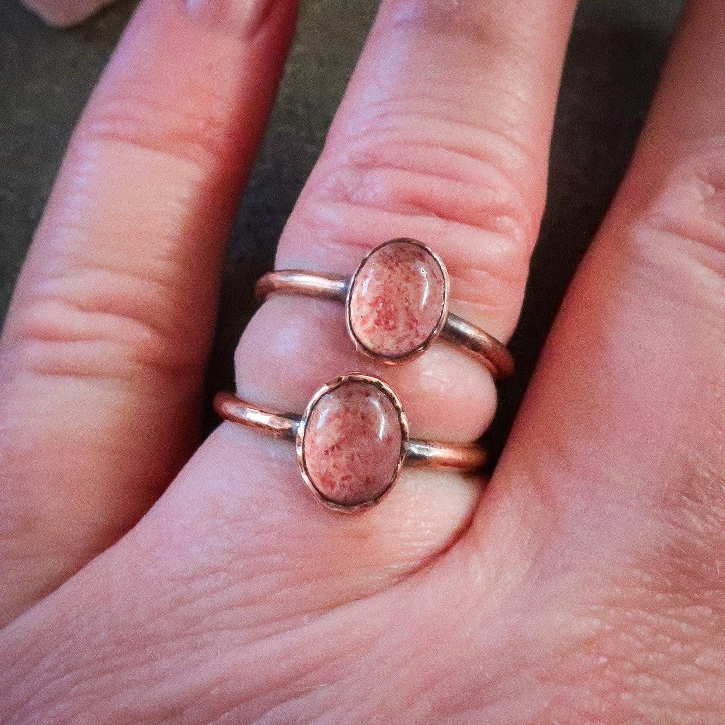 Strawberry Quartz Ring in Copper for Emotional Healing - Blackbird & Sage Jewelry
