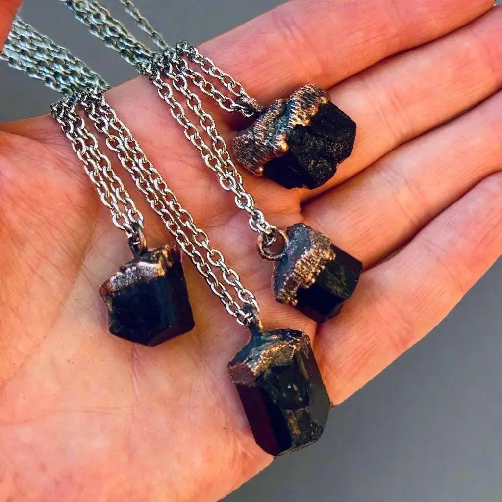 Raw Black Tourmaline Mens Necklace for Grounding - Blackbird & Sage Jewelry