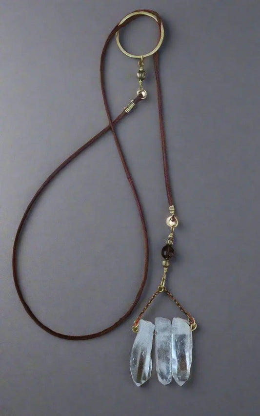 Handcrafted Quartz Talisman Lariat Necklace for Boho Elegance - Blackbird & Sage Jewelry