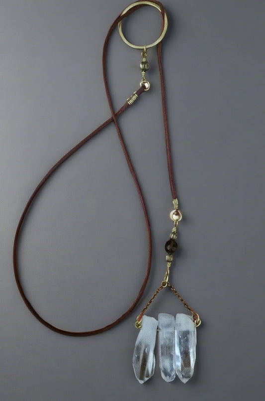Handcrafted Quartz Talisman Lariat Necklace for Boho Elegance - Blackbird & Sage Jewelry