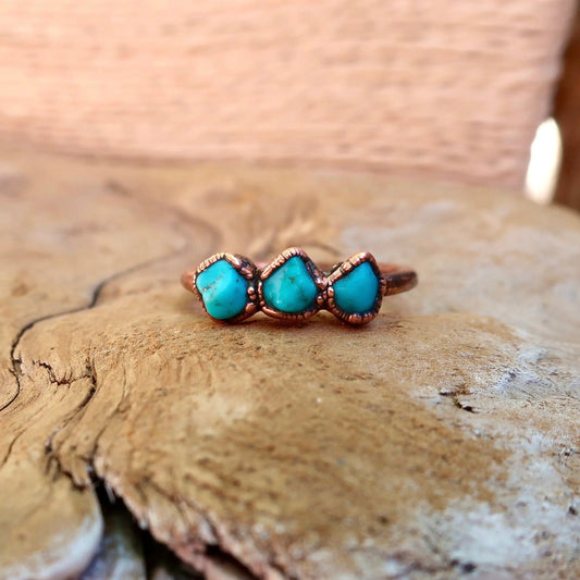 Raw Sonoran Turquoise Multistone Ring for Spiritual Healing - Blackbird & Sage Jewelry