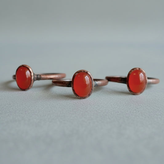 Handcrafted Copper Carnelian Ring for Empowering Creativity - Blackbird & Sage Jewelry