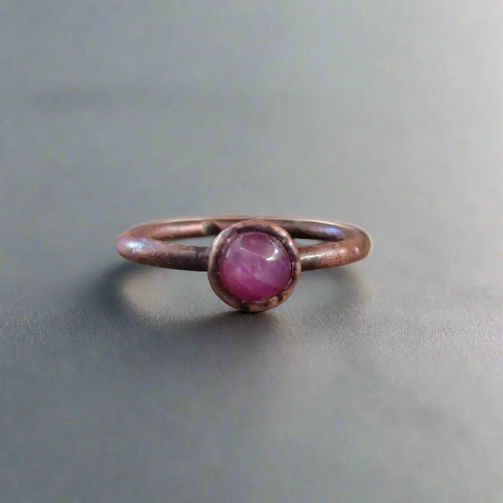 Pink Sapphire Stackable Ring in Copper for Self-Love - Blackbird & Sage Jewelry