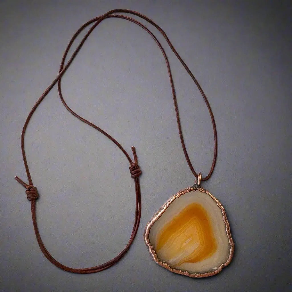 Red Agate Slice Necklace | Handmade Boho Copper Jewelry - Blackbird & Sage Jewelry