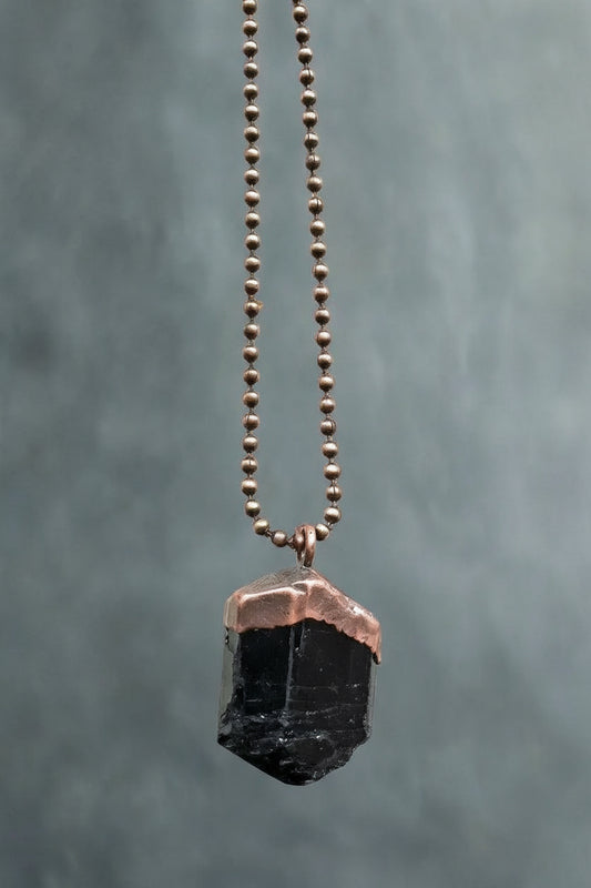 Handmade Raw Black Tourmaline Statement Necklace Design - Blackbird & Sage Jewelry