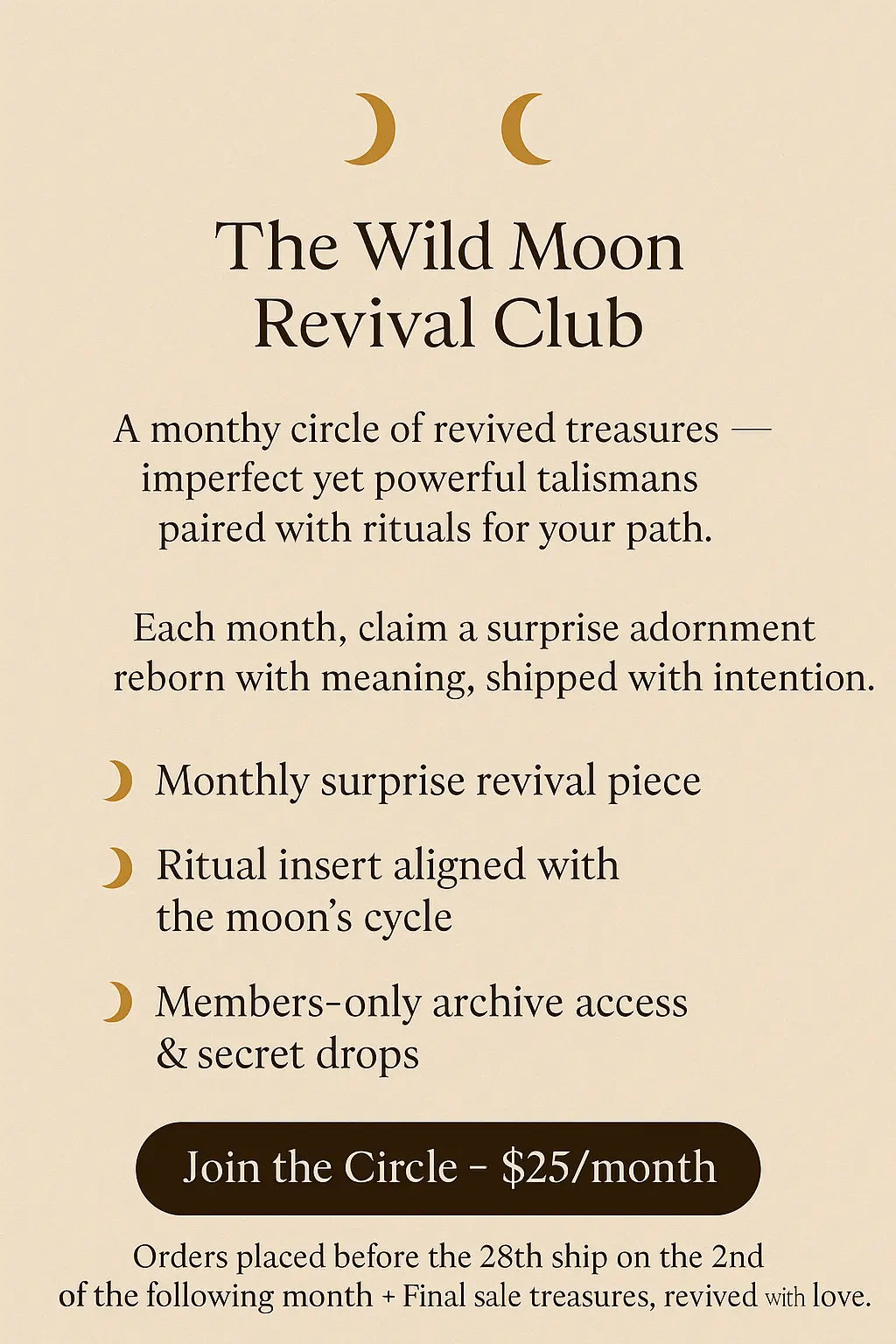 Wild Moon Revival Club | Monthly Talisman Subscription Blackbird & Sage Jewelry Studio