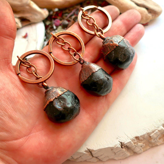 Apache Tear Copper Keychain for Healing and Protection - Blackbird & Sage Jewelry