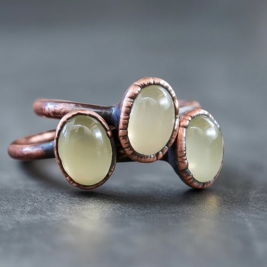 Healing Prehnite Solitaire Ring for Tranquility and Beauty - Blackbird & Sage Jewelry