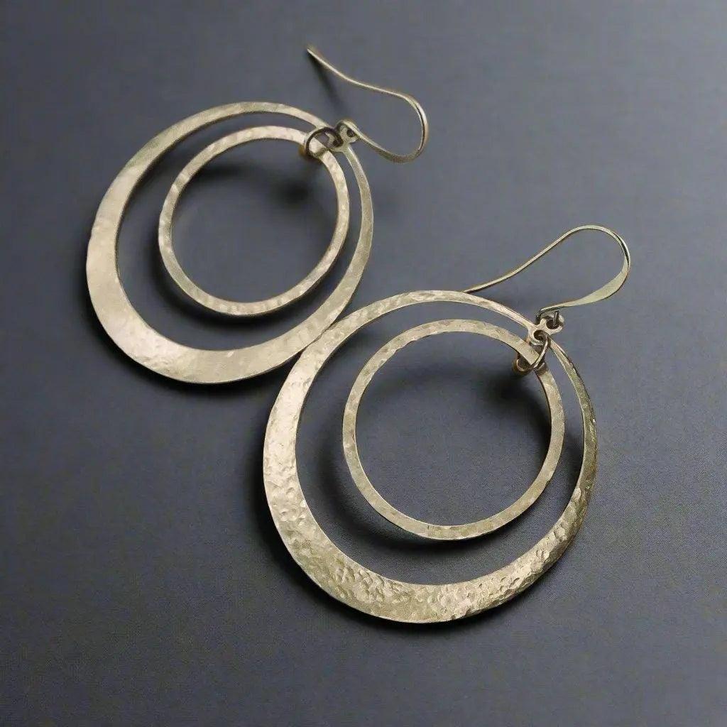 Hand-Hammered Full Circle Hoop Earrings in Brass for Effortless Style - Blackbird & Sage Jewelry