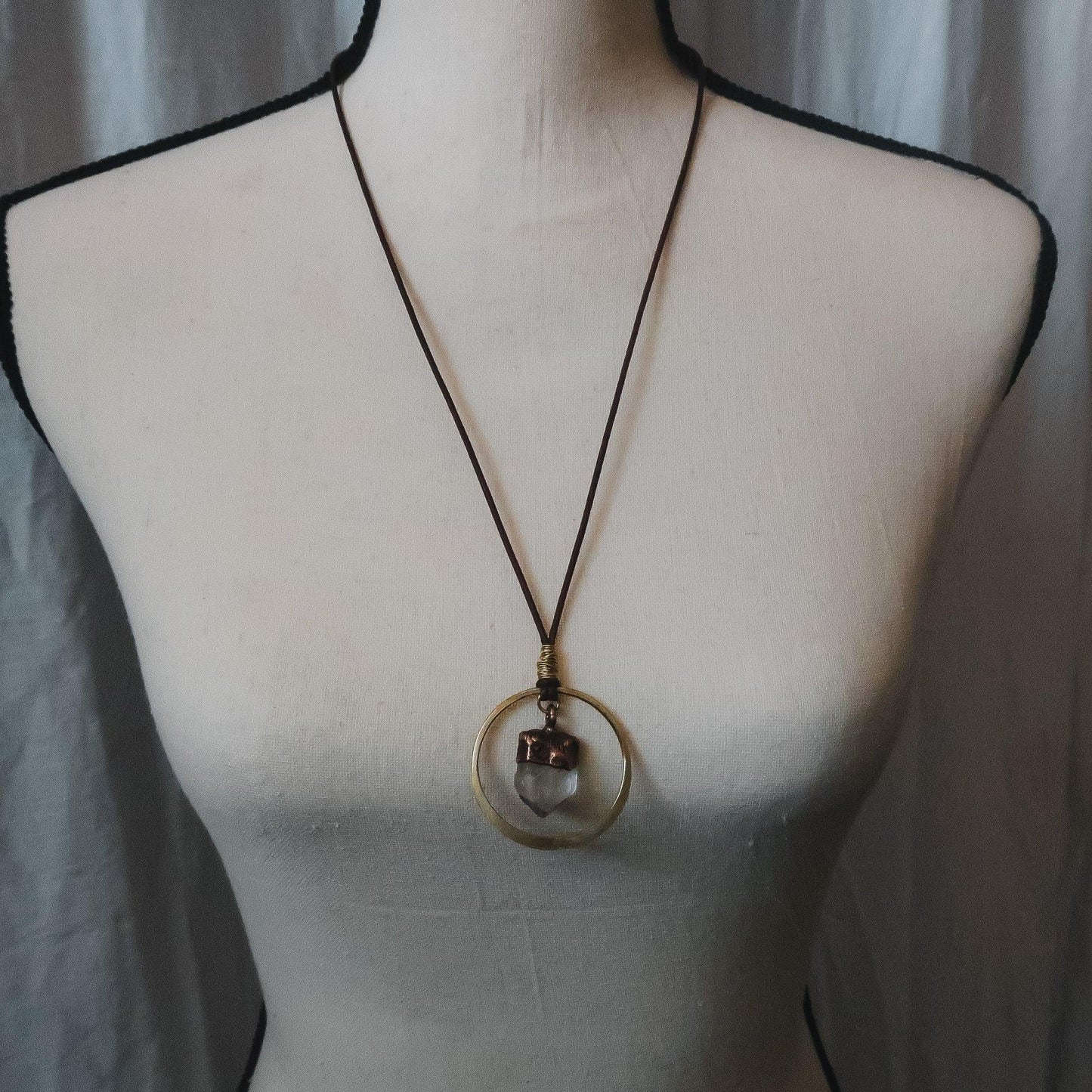 Handmade Quartz Point Necklace in Copper and Brass Energy Healing - Blackbird & Sage Jewelry