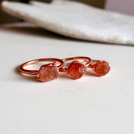 Raw Sunstone Ring in Copper for Unique Gift - Blackbird & Sage Jewelry