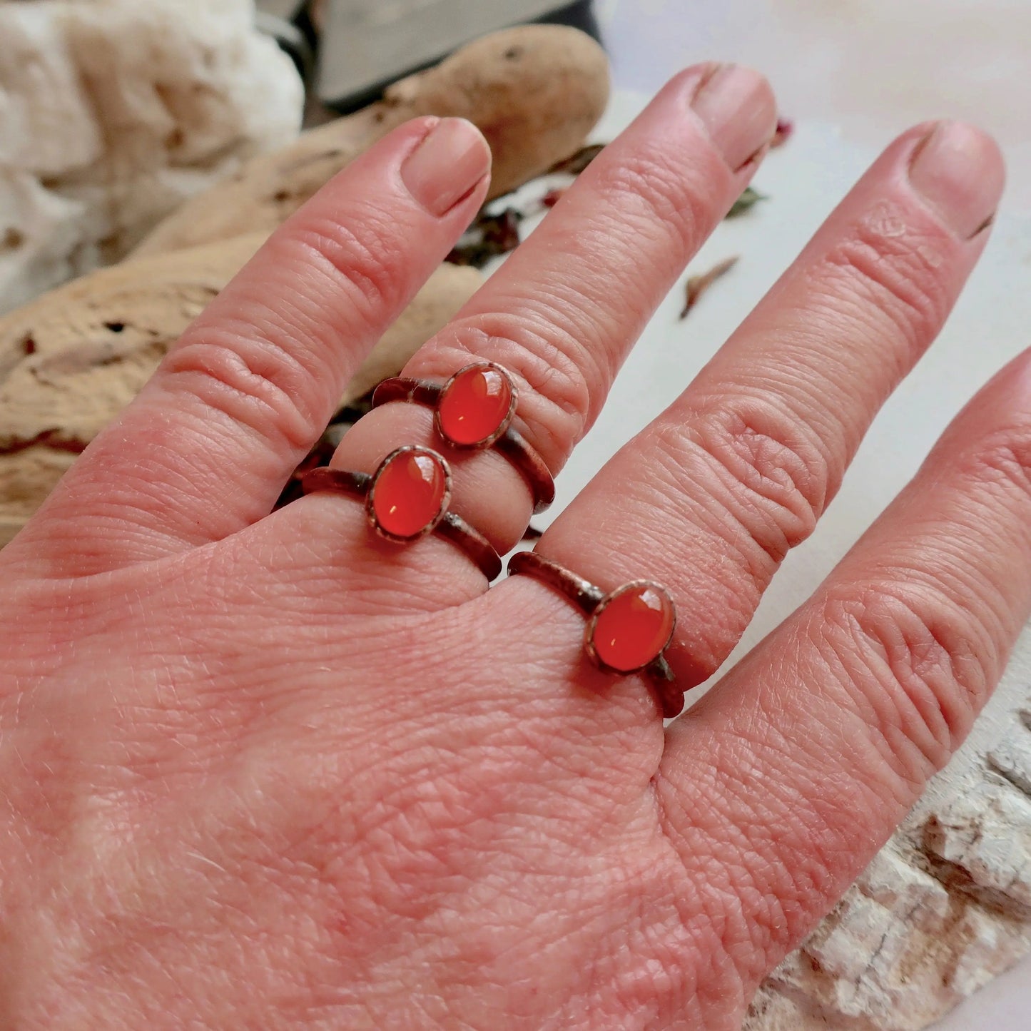 Handcrafted Copper Carnelian Ring for Empowering Creativity - Blackbird & Sage Jewelry