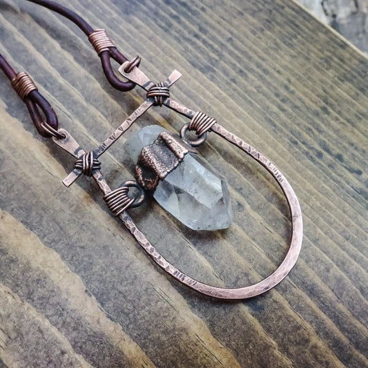Quartz Talisman Necklace with Copper Pendant for Energy - Blackbird & Sage Jewelry