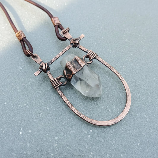 Quartz Talisman Necklace with Copper Pendant for Energy - Blackbird & Sage Jewelry
