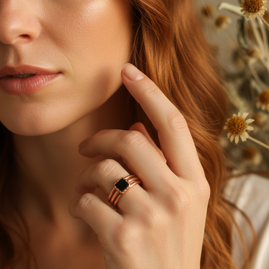 Black Tourmaline Stack Set Redhead Model