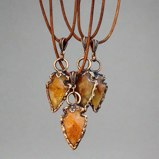 Handmade Carnelian Arrowhead Necklace - Adjustable and Unique - Blackbird & Sage Jewelry