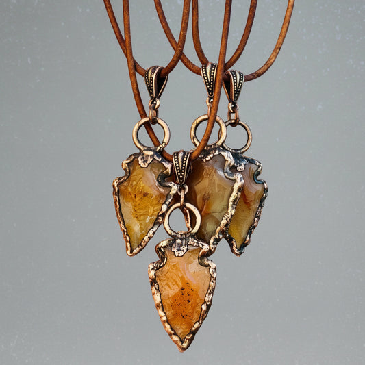 Handmade Carnelian Arrowhead Necklace - Adjustable and Unique - Blackbird & Sage Jewelry